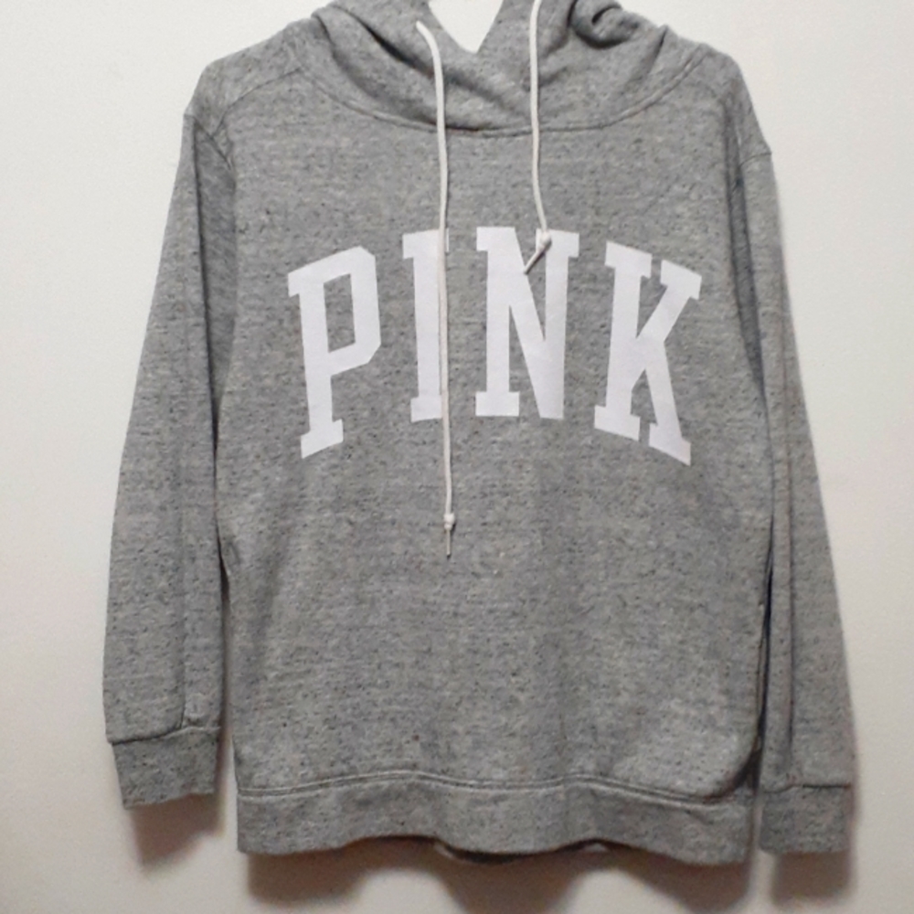 PINK Victoria's Secret Silver Grey Logo Hoodie XS